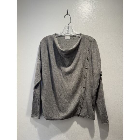French Connection Gray Cashmere Pullover Sweater Diagonal Buttons Simisola READ - Picture 1 of 9